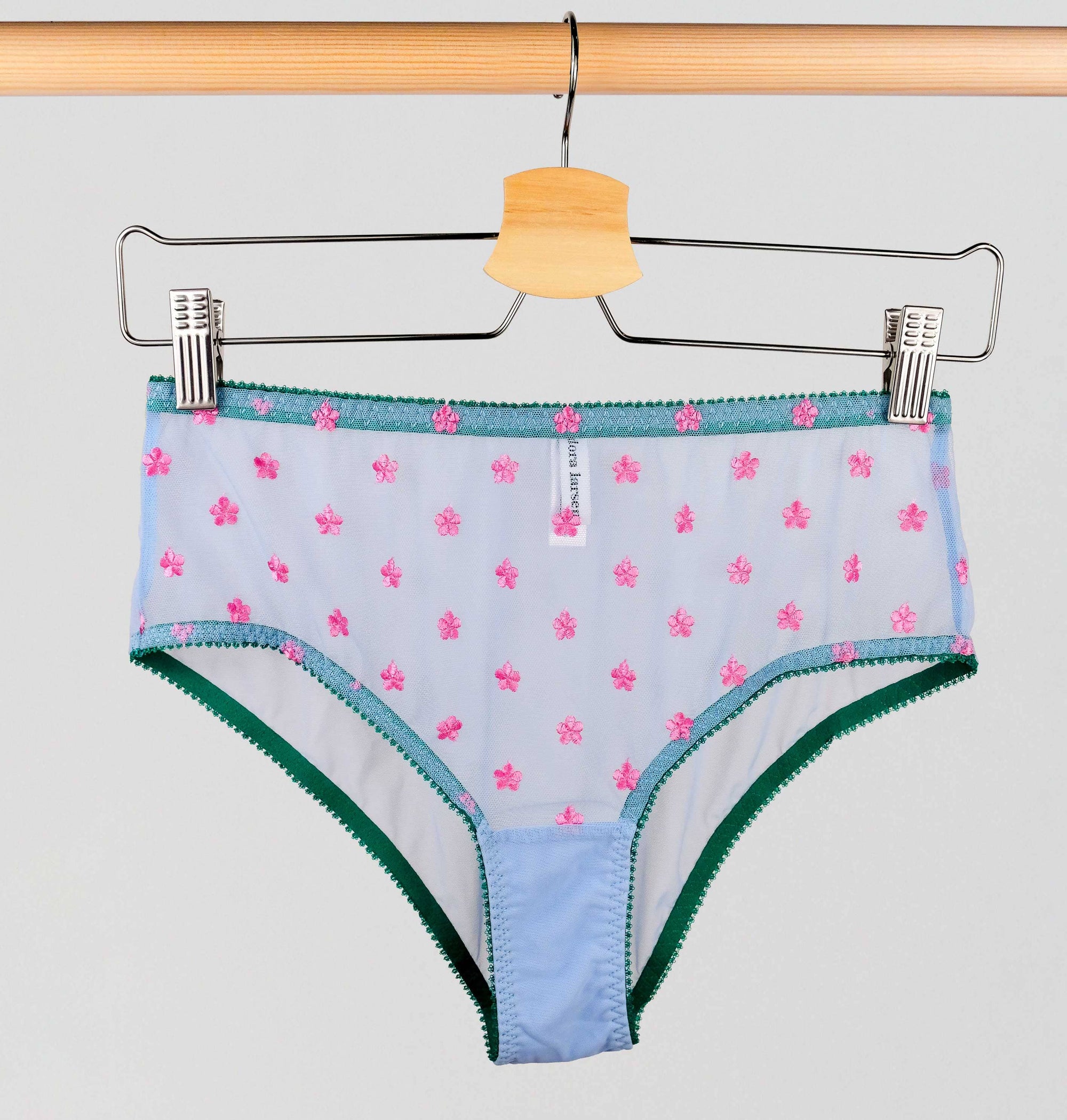 Pink daisy & cornflower mesh high waist knicker Bottoms Dora Larsen 
