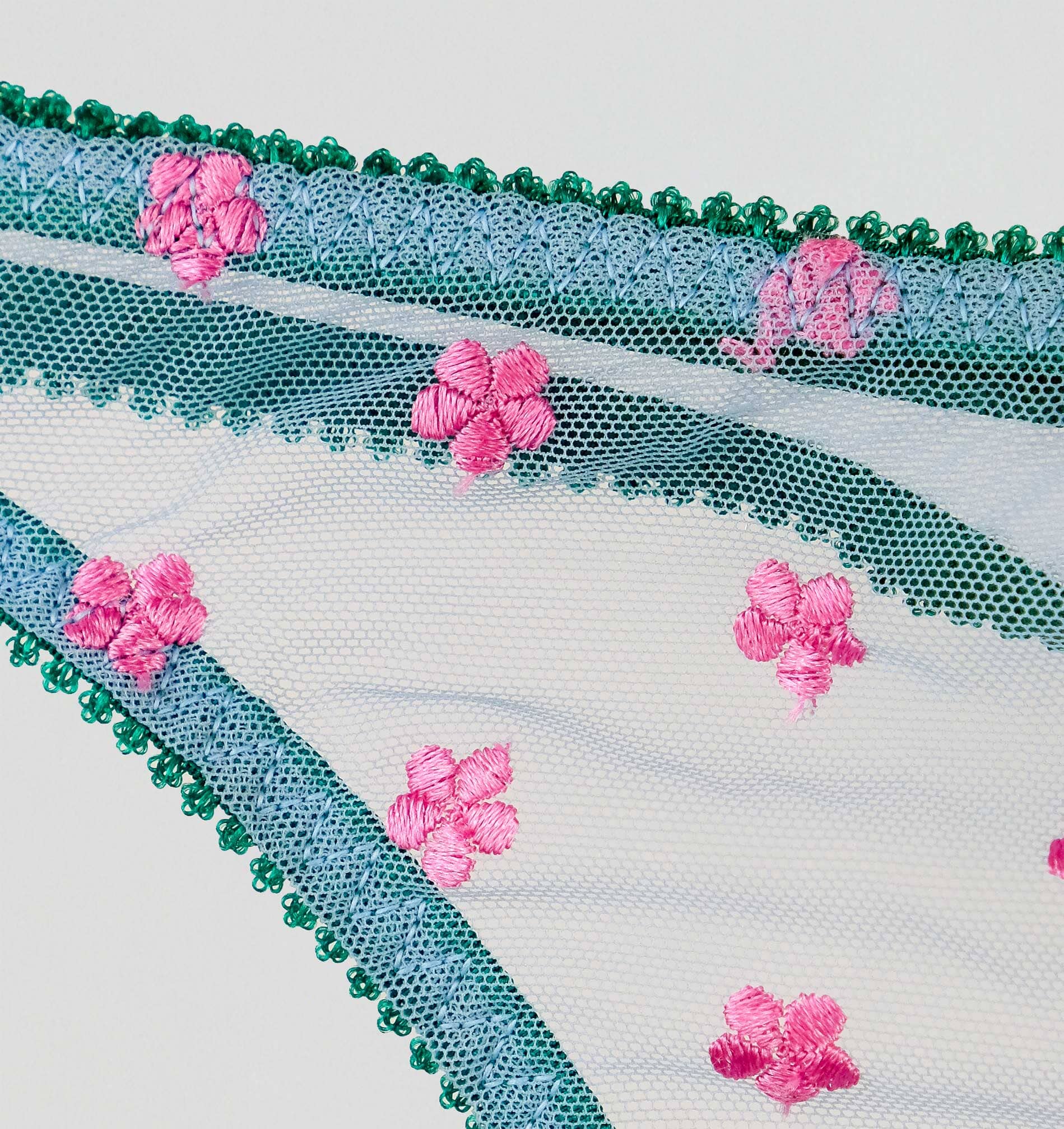 Pink daisy & cornflower mesh thong Bottoms Dora Larsen 