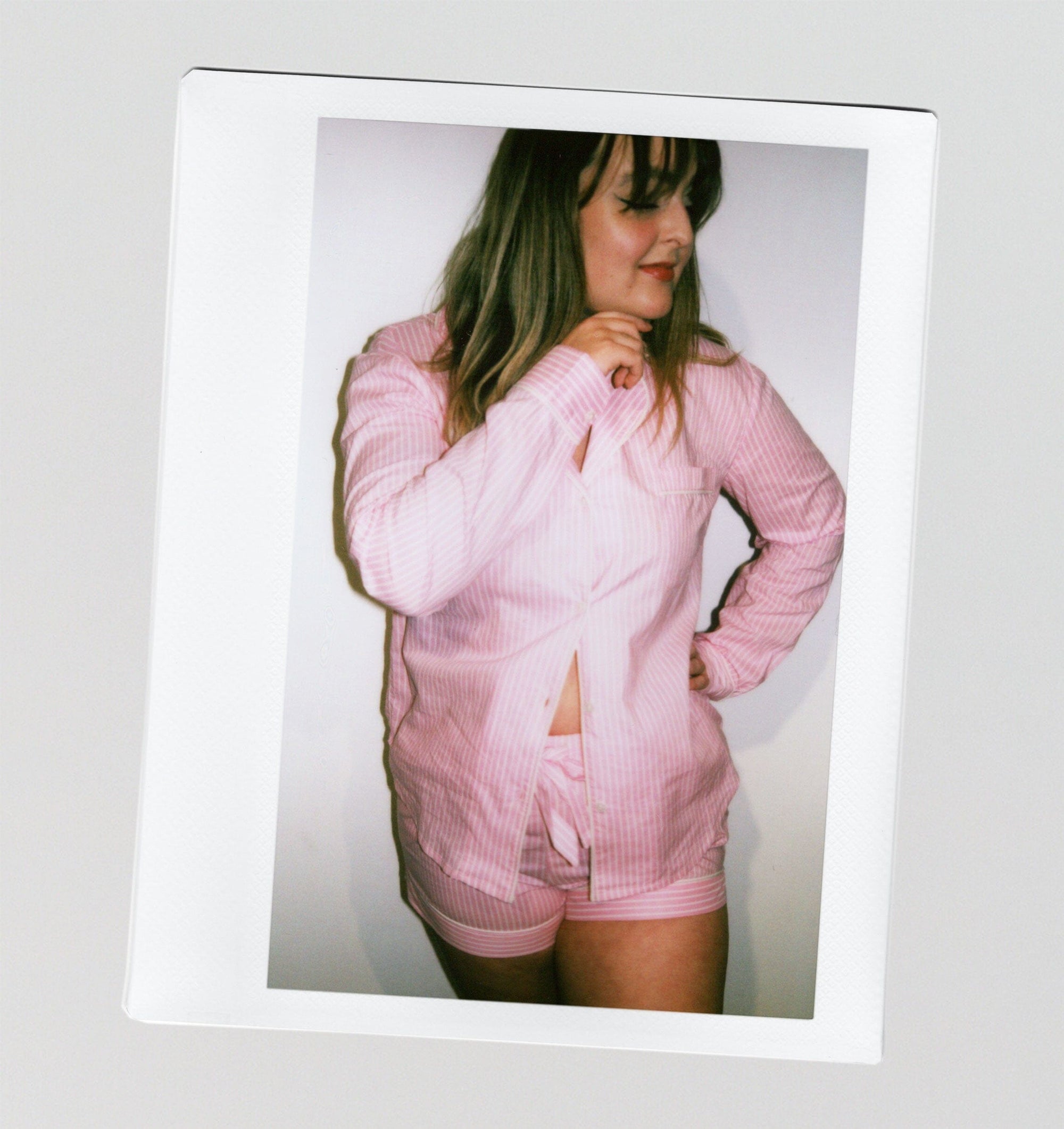 Organic cotton long sleeve pyjama short set [Pink Stripe] Sleep Myza 