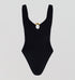 Plunge tortoise shell detail one piece [Black Crinkle] Swim Hunza G 