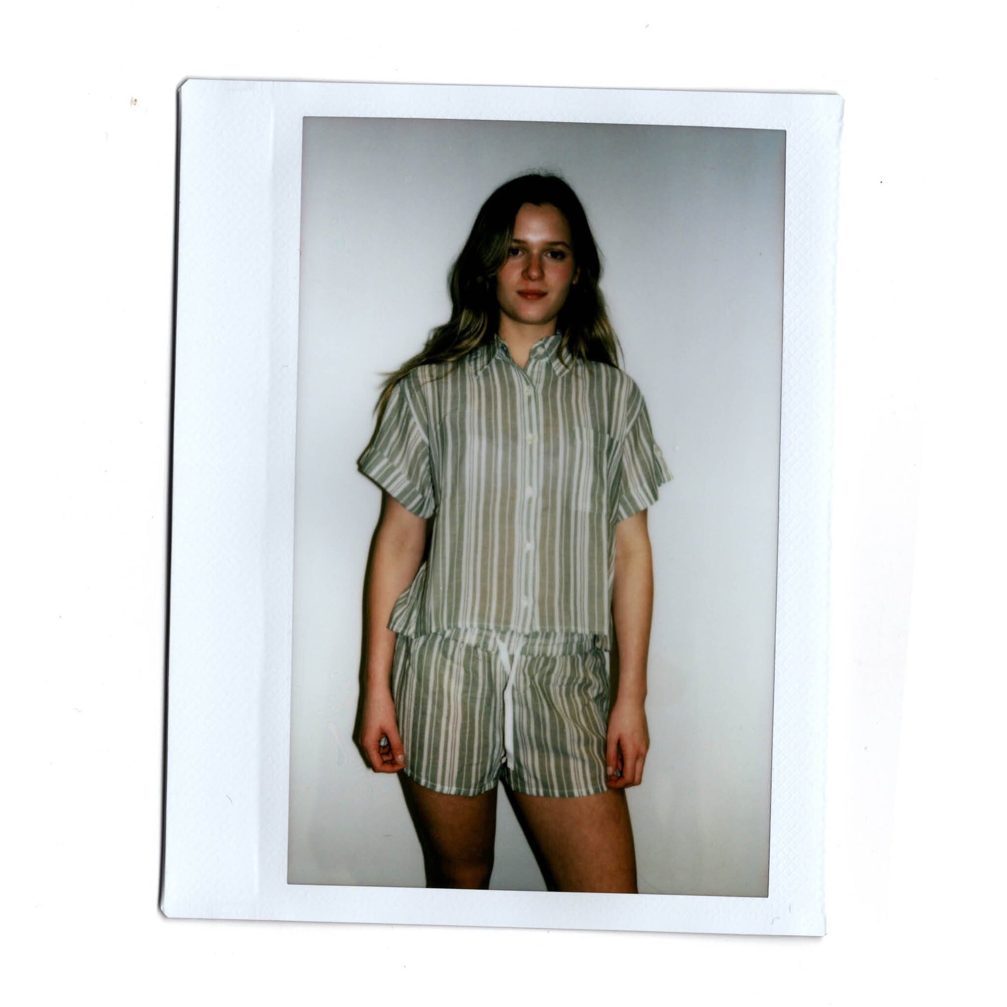 Short sleeve shirt & short set [Sage Stripe] Sleep Nudea 