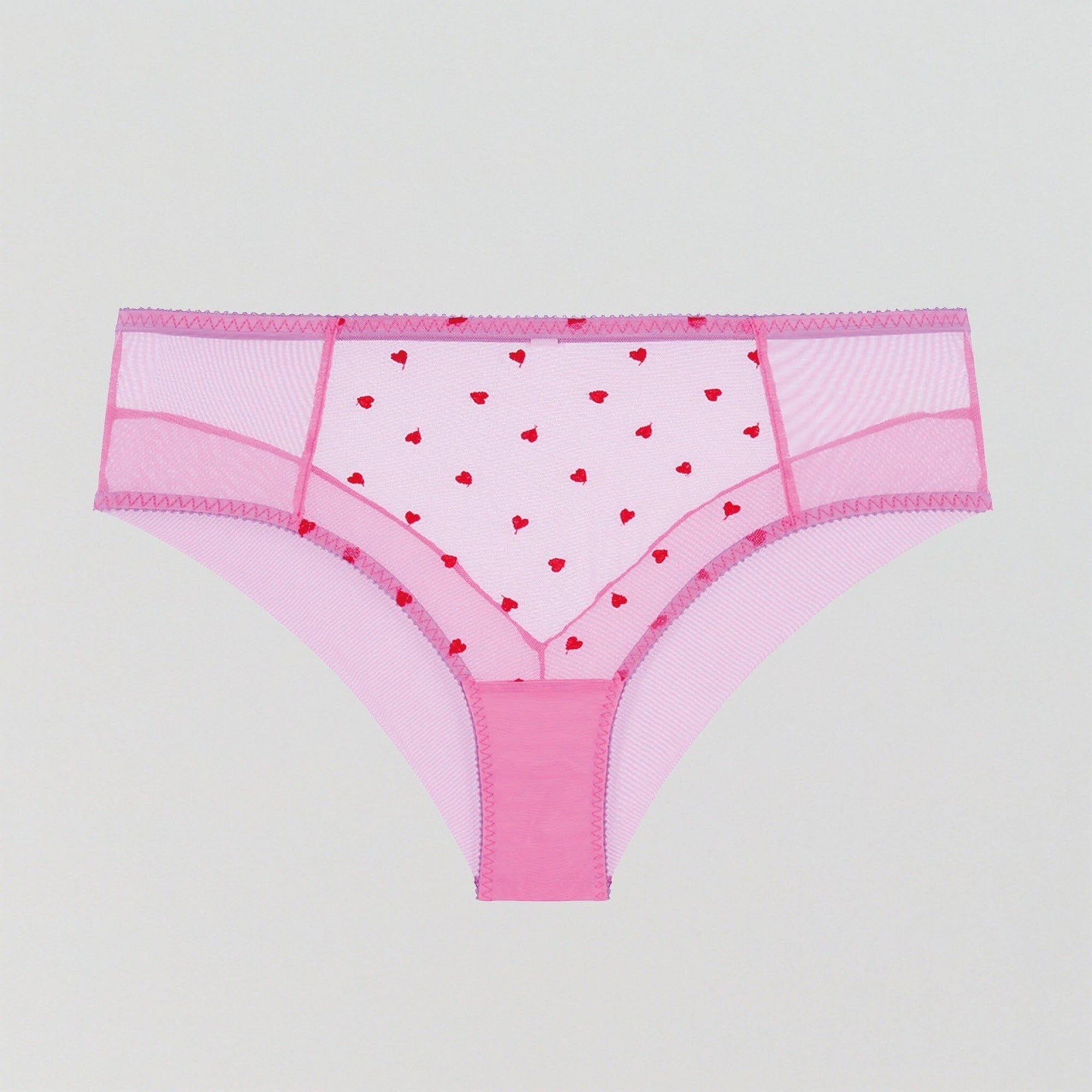 Scarlet heart &amp; pink mesh high waist knicker Bottoms Dora Larsen 