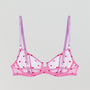 Scarlet heart & pink mesh underwired bra Bras Dora Larsen 