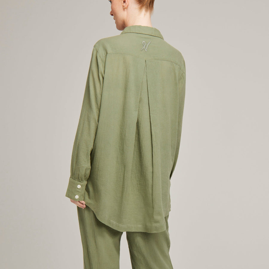 Relaxed fit long cotton pyjamas [Sage] Sleep Nudea 