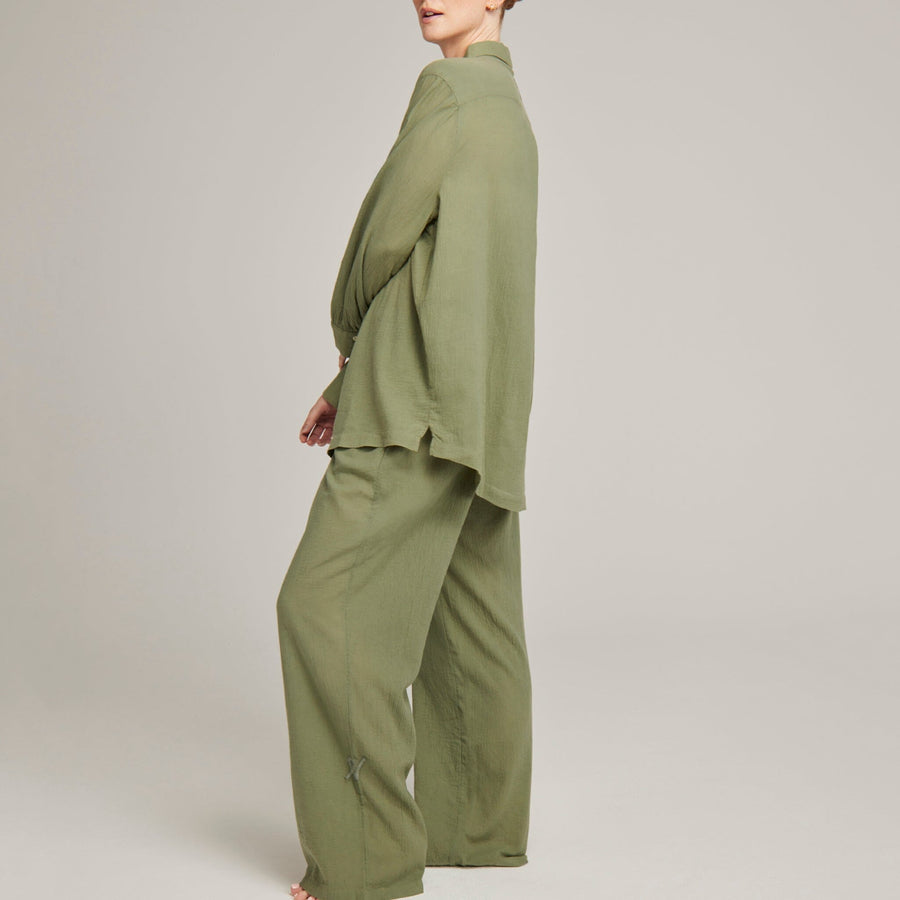 Relaxed fit long cotton pyjamas [Sage] Sleep Nudea 