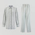 Relaxed fit long cotton pyjamas [Sage stripe] Sleep Nudea XS 