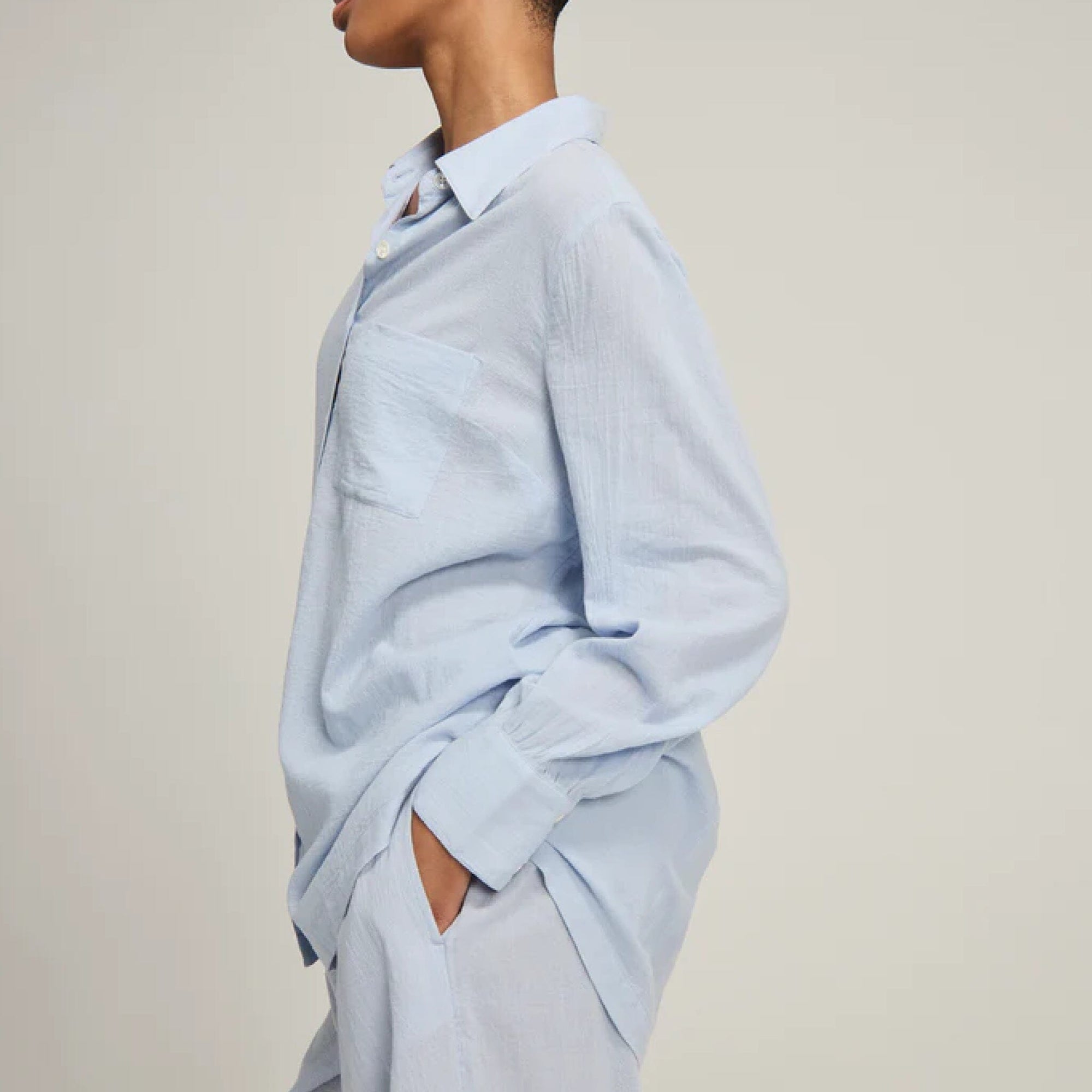 Relaxed fit long cotton pyjamas [Sky Blue] Sleep Nudea 