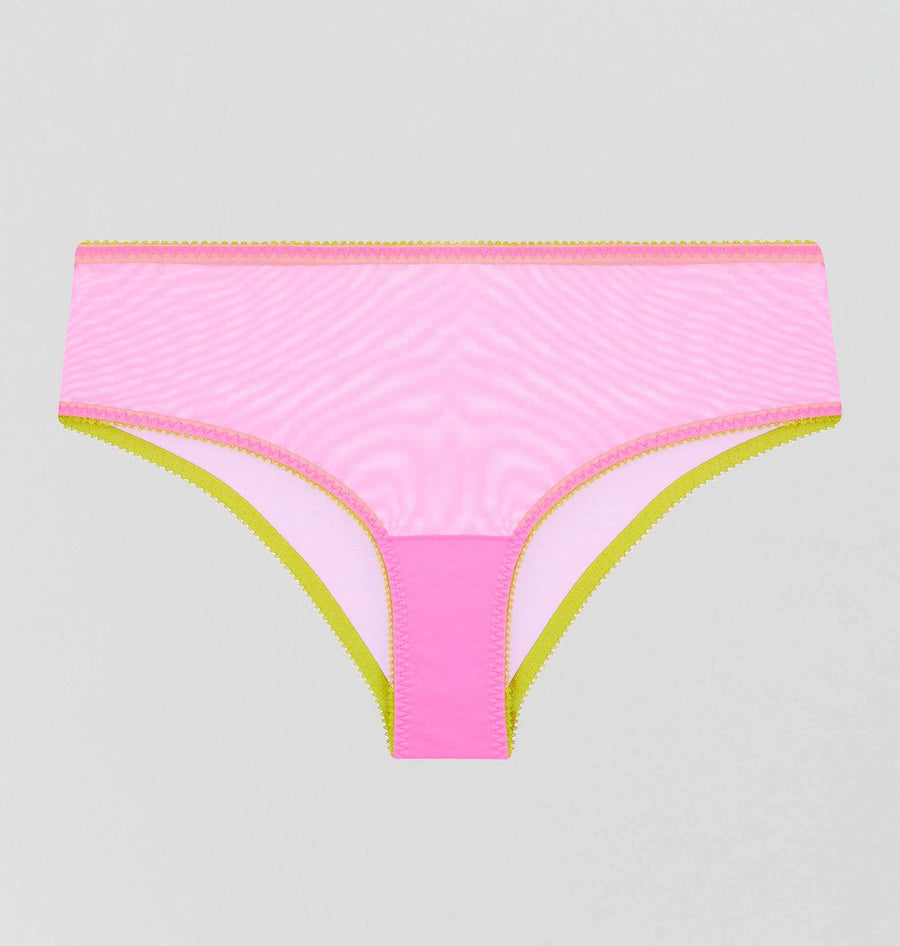 Rhubarb mesh & chartreuse high waist knicker Bottoms Dora Larsen 