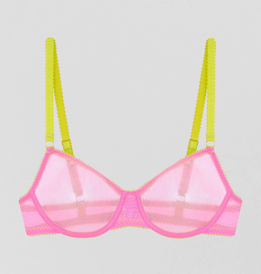 Rhubarb mesh & chartreuse balconette Bras Dora Larsen 