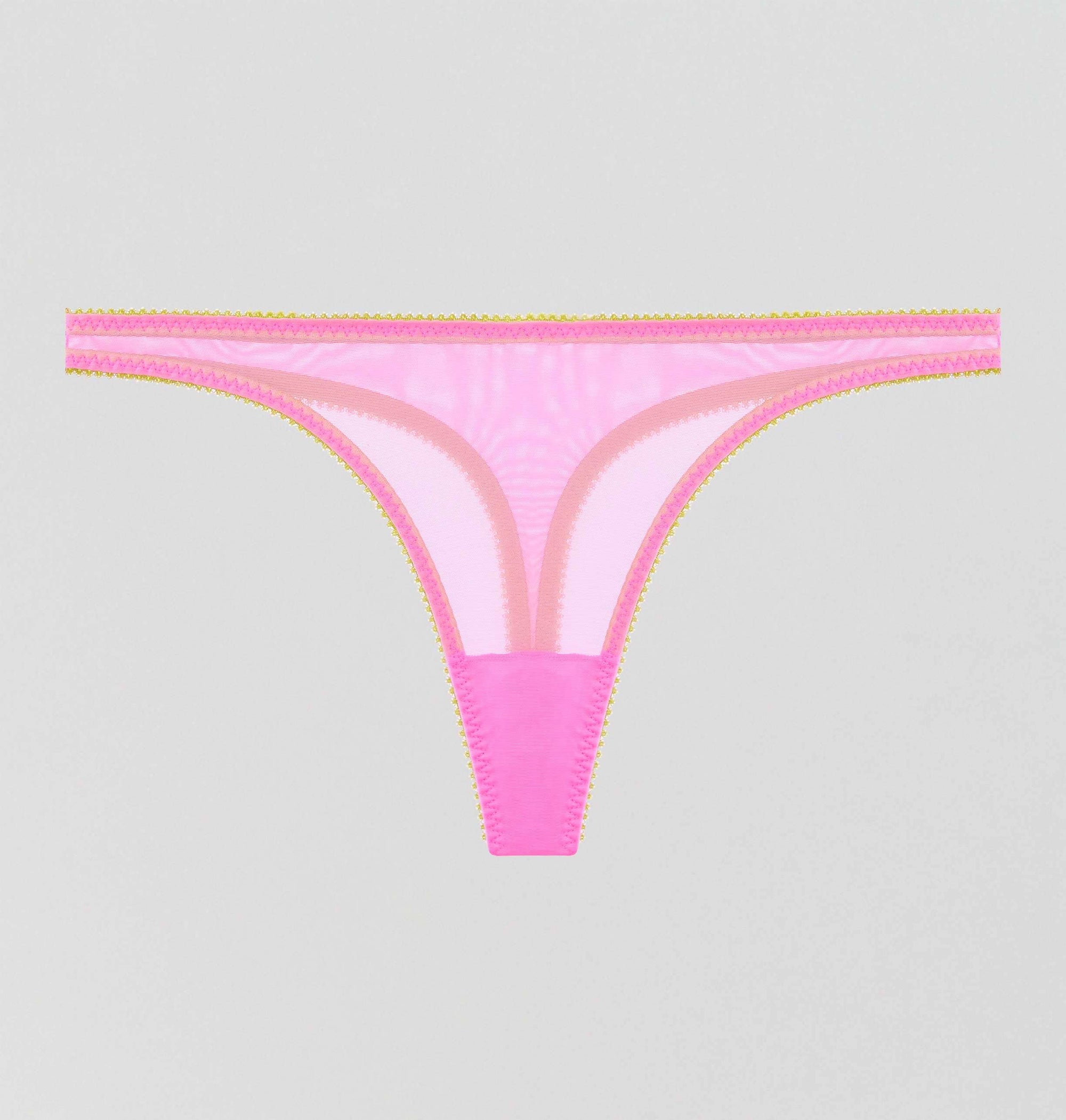 Rhubarb mesh &amp; chartreuse thong Bottoms Dora Larsen 