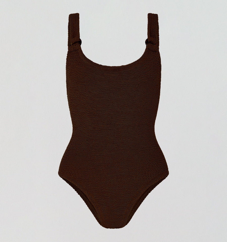 Ring detail one piece [Chocolate Crinkle] Swim Hunza G 