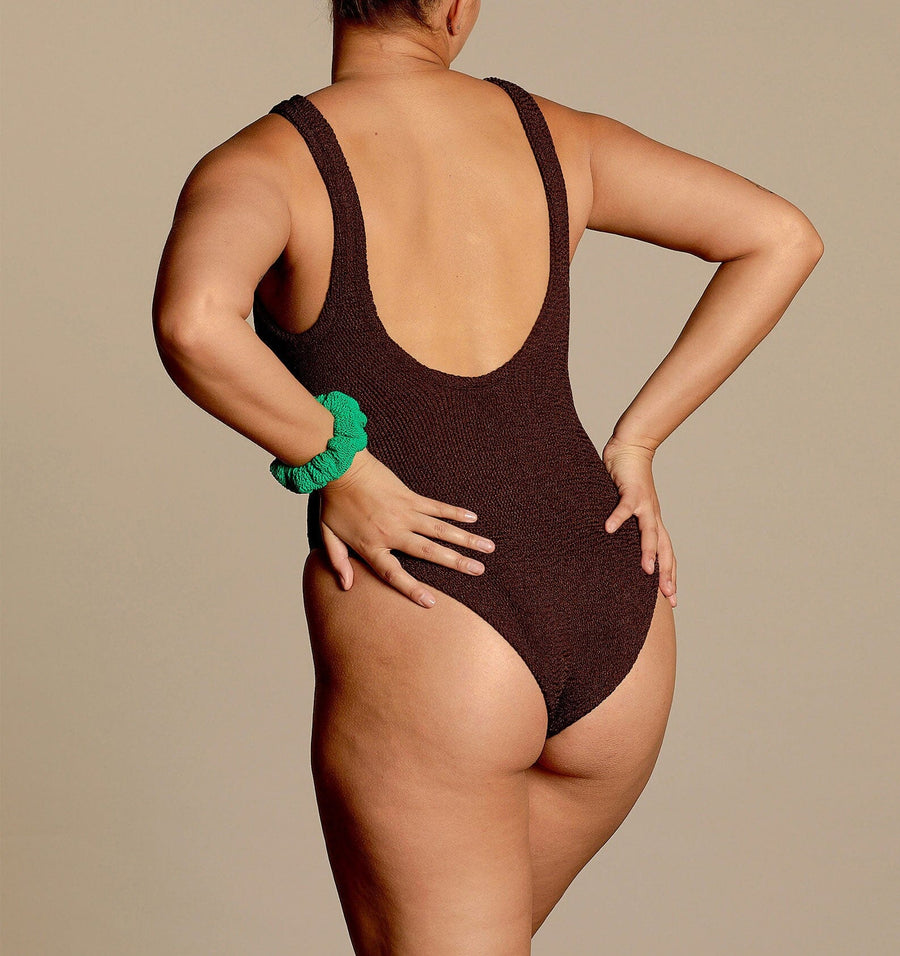 Ring detail one piece [Chocolate Crinkle] Swim Hunza G 