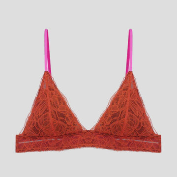 Rust lace & burgundy padded triangle Bras Dora Larsen 