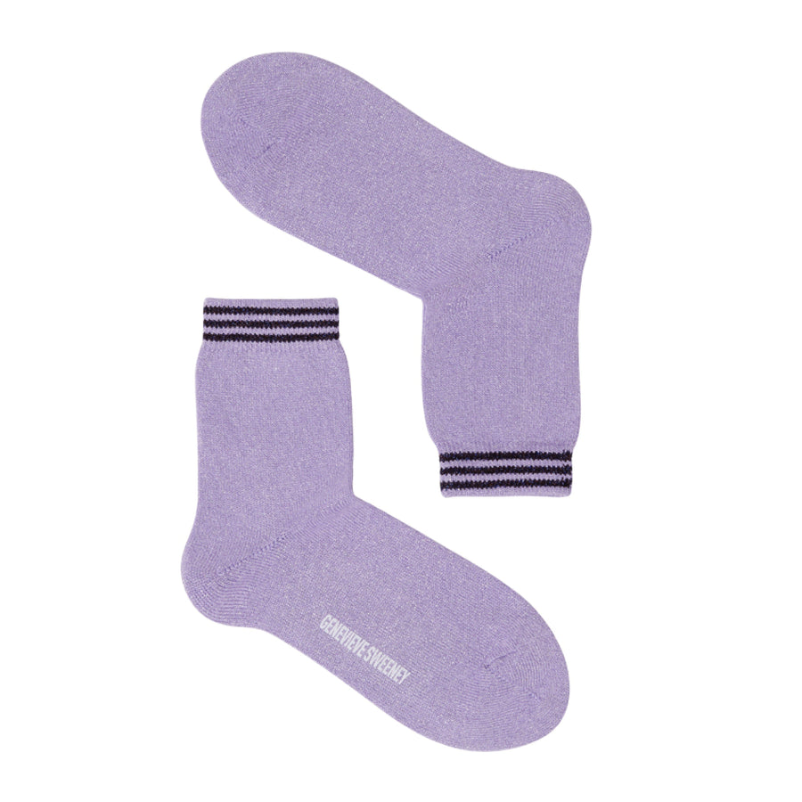 Lurex stripe ankle sock [Lilac & Midnight] Accessories Genevieve Sweeney 