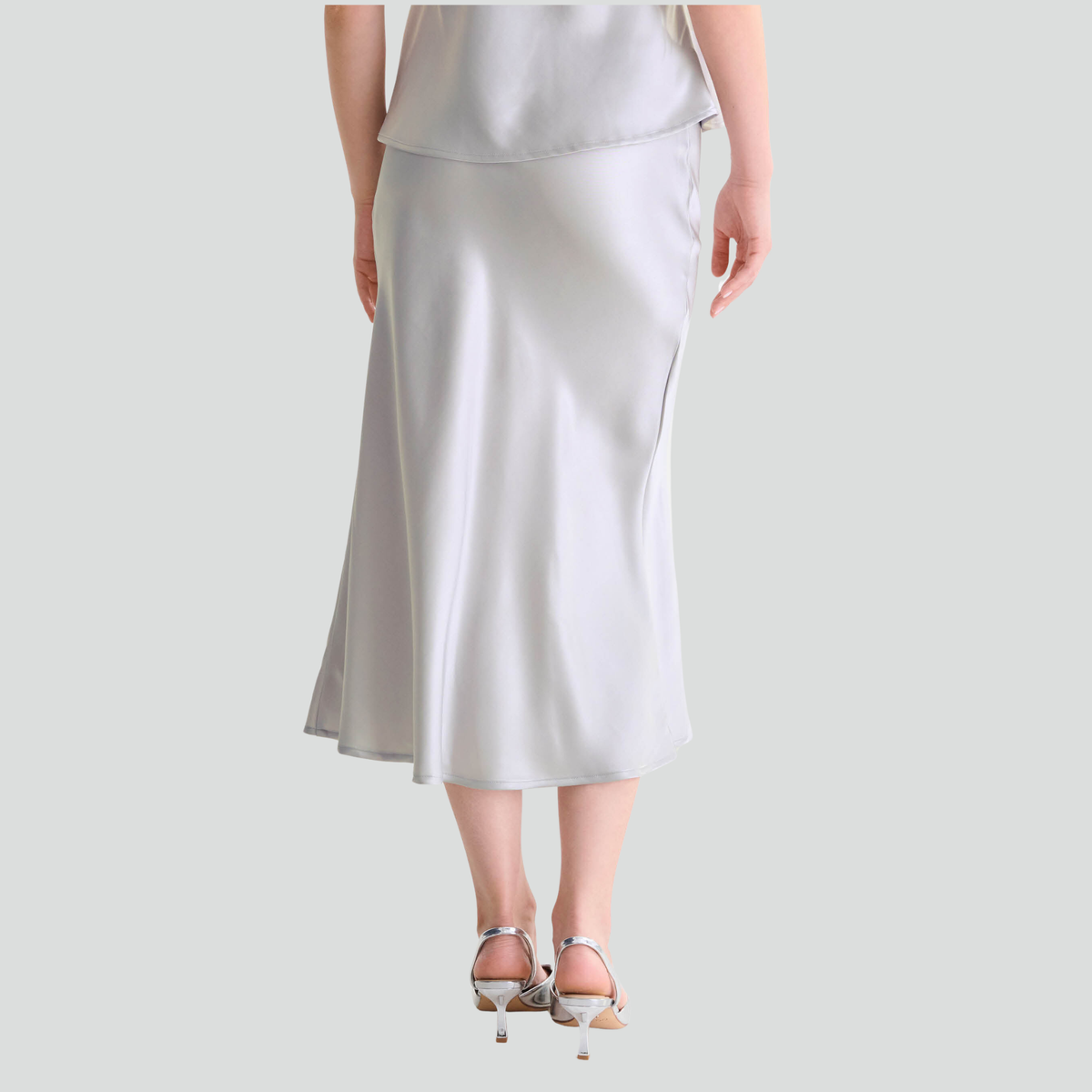 Satin midi skirt [Silver Shimmer]