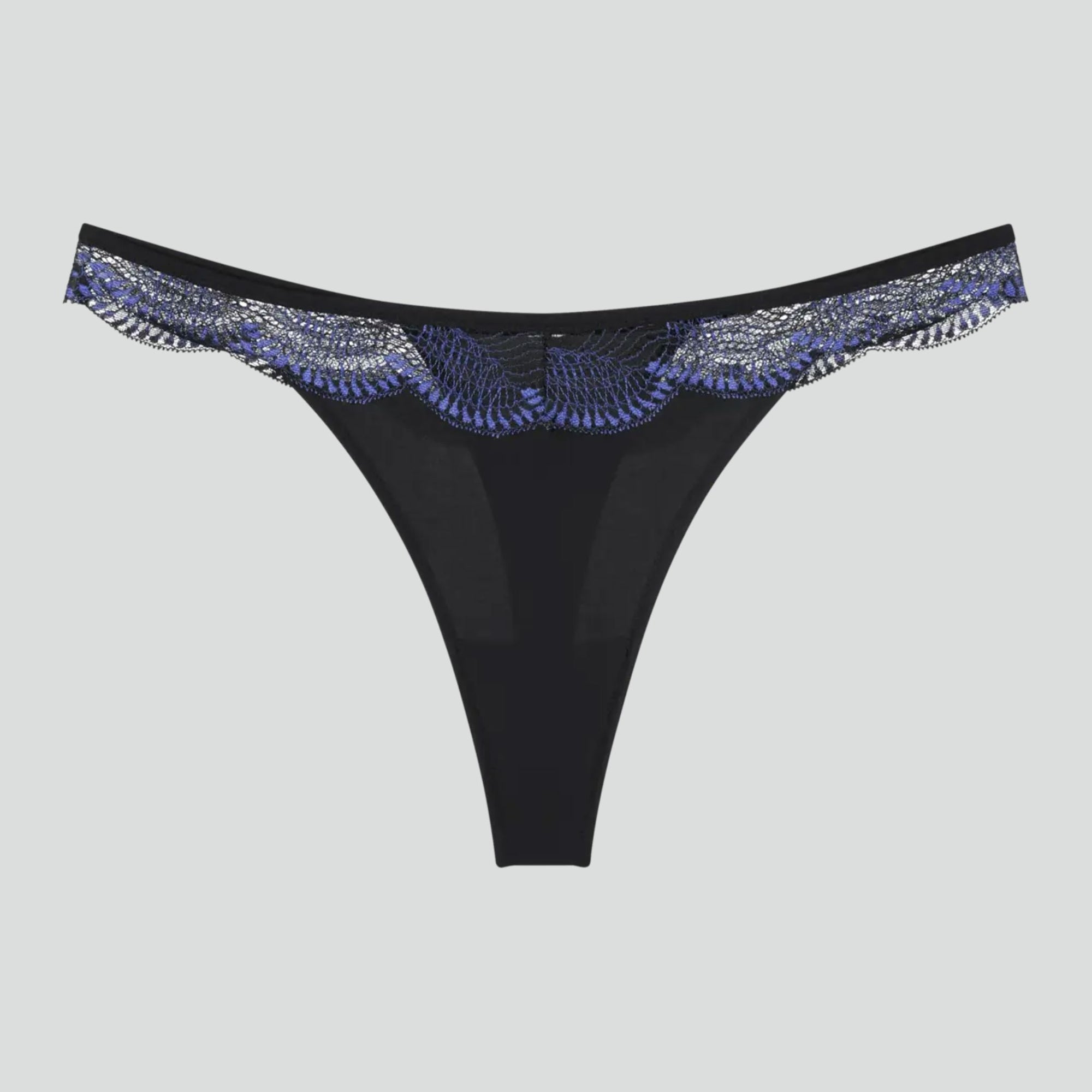 Scalloped detail thong [Black/Blue] Bottoms Triumph 