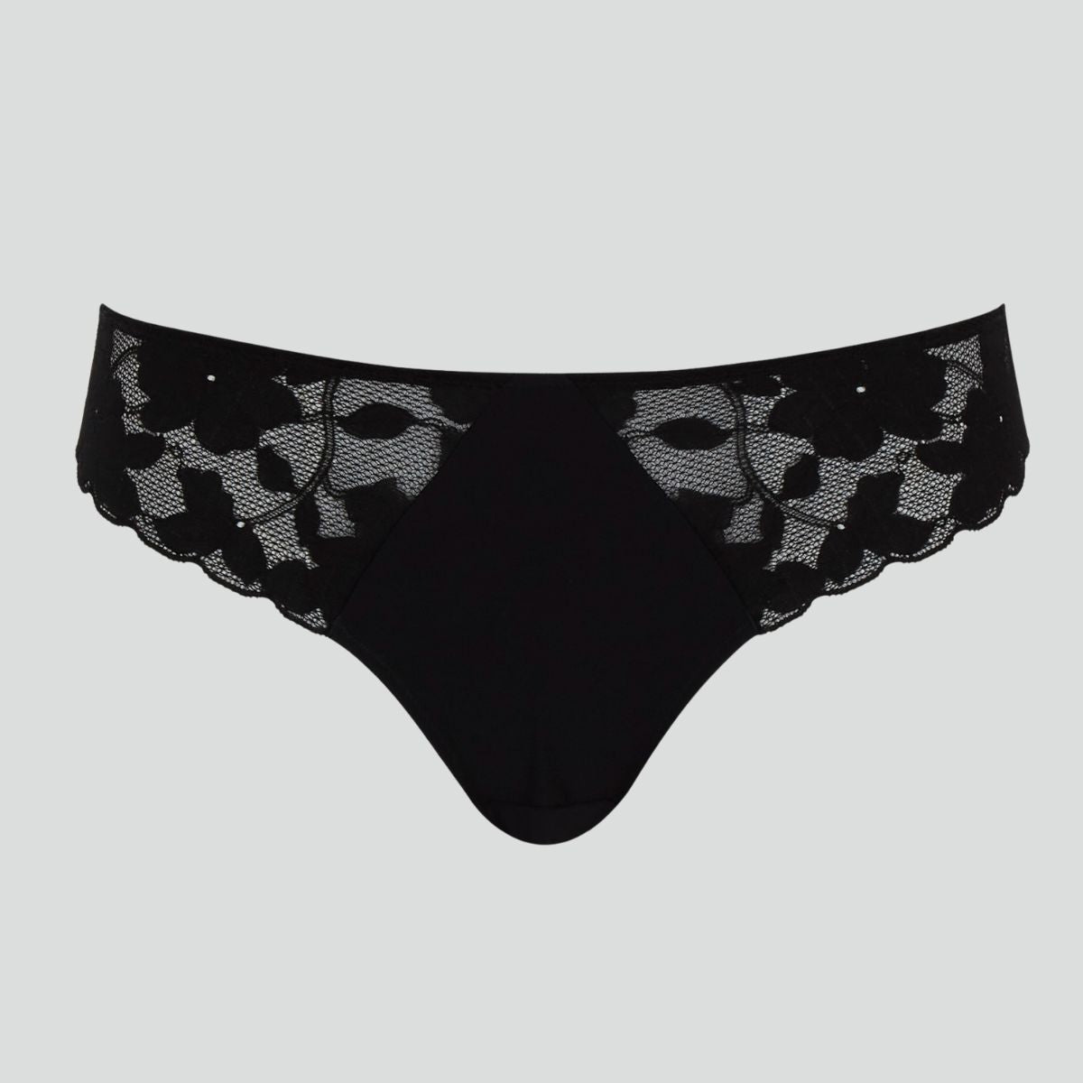 Scalloped lace back brief [Black/Pecan] Bottoms Panache 