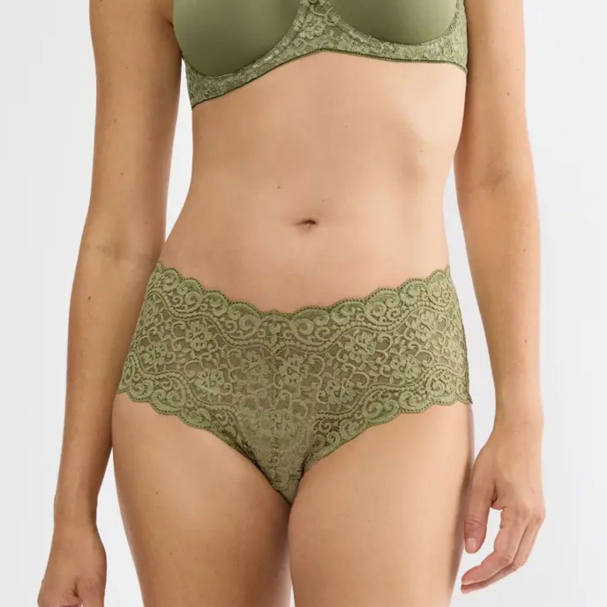 Scalloped lace high waist knicker [Olive] Bottoms Triumph 