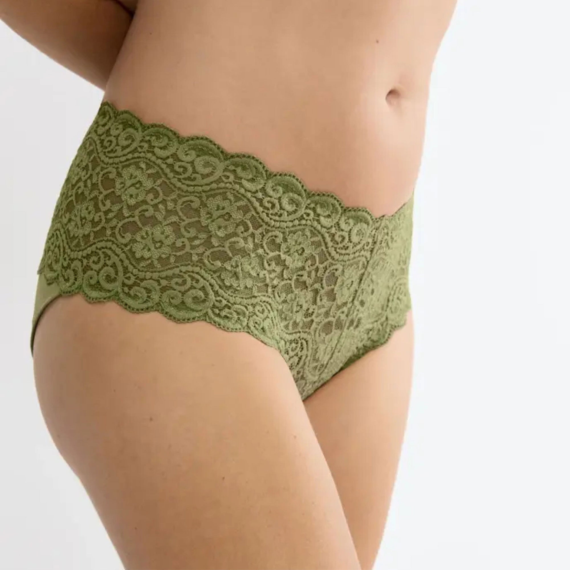 Scalloped lace high waist knicker [Olive] Bottoms Triumph 