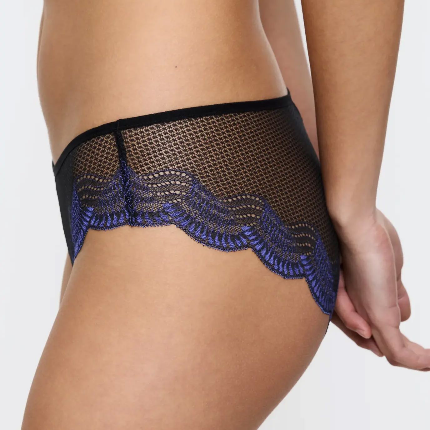 Scalloped detail hipster knicker [Black/Blue] Bottoms Triumph 