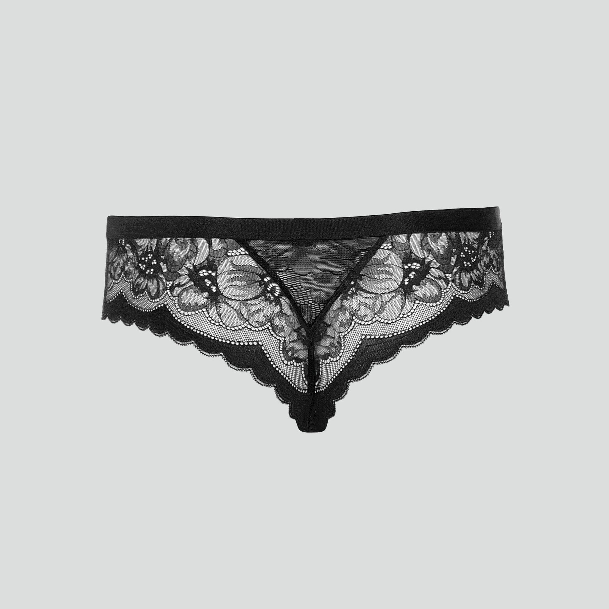 Scalloped edge brazilian knicker [Black] Lisca 