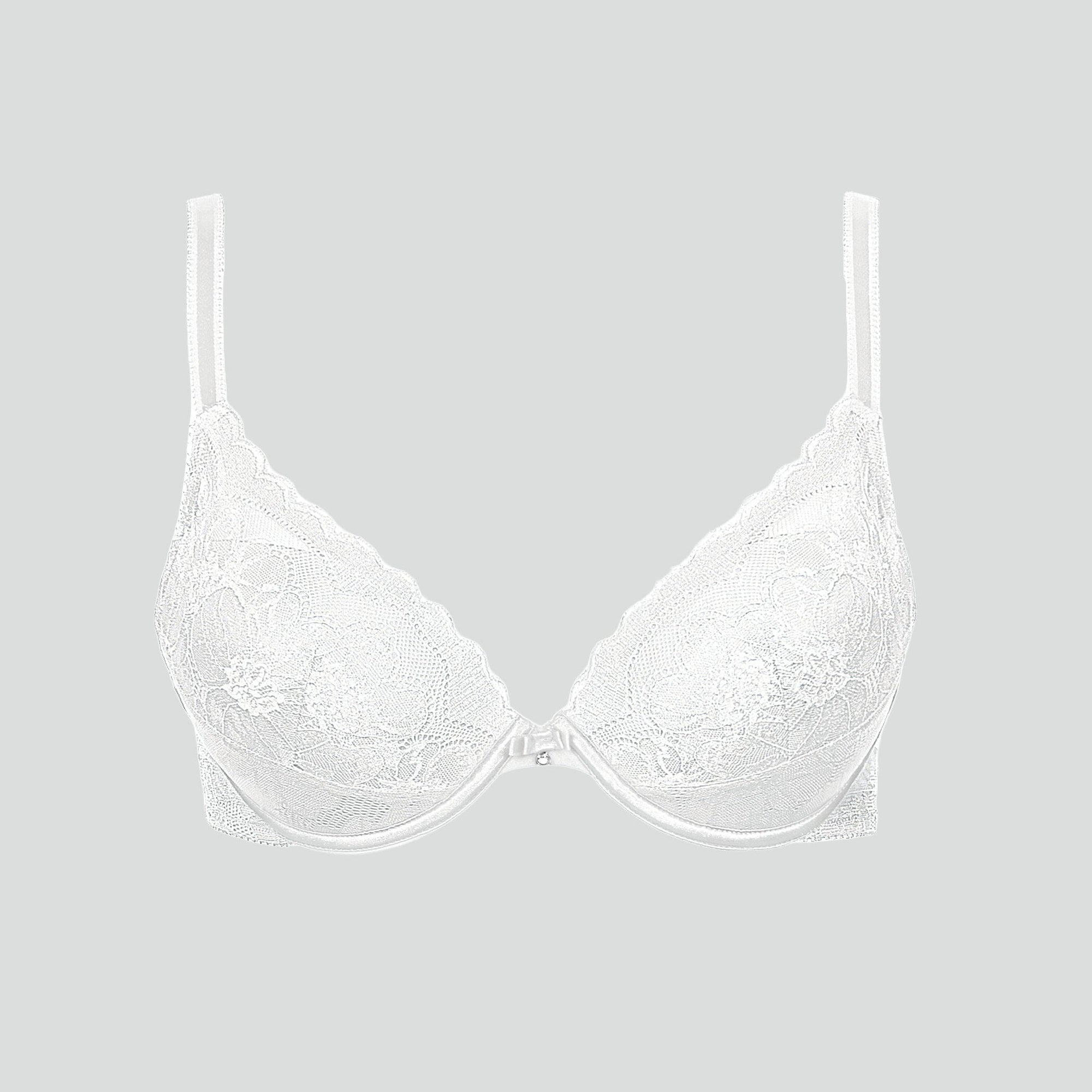Scalloped edge high apex push up bra [White] Lisca 
