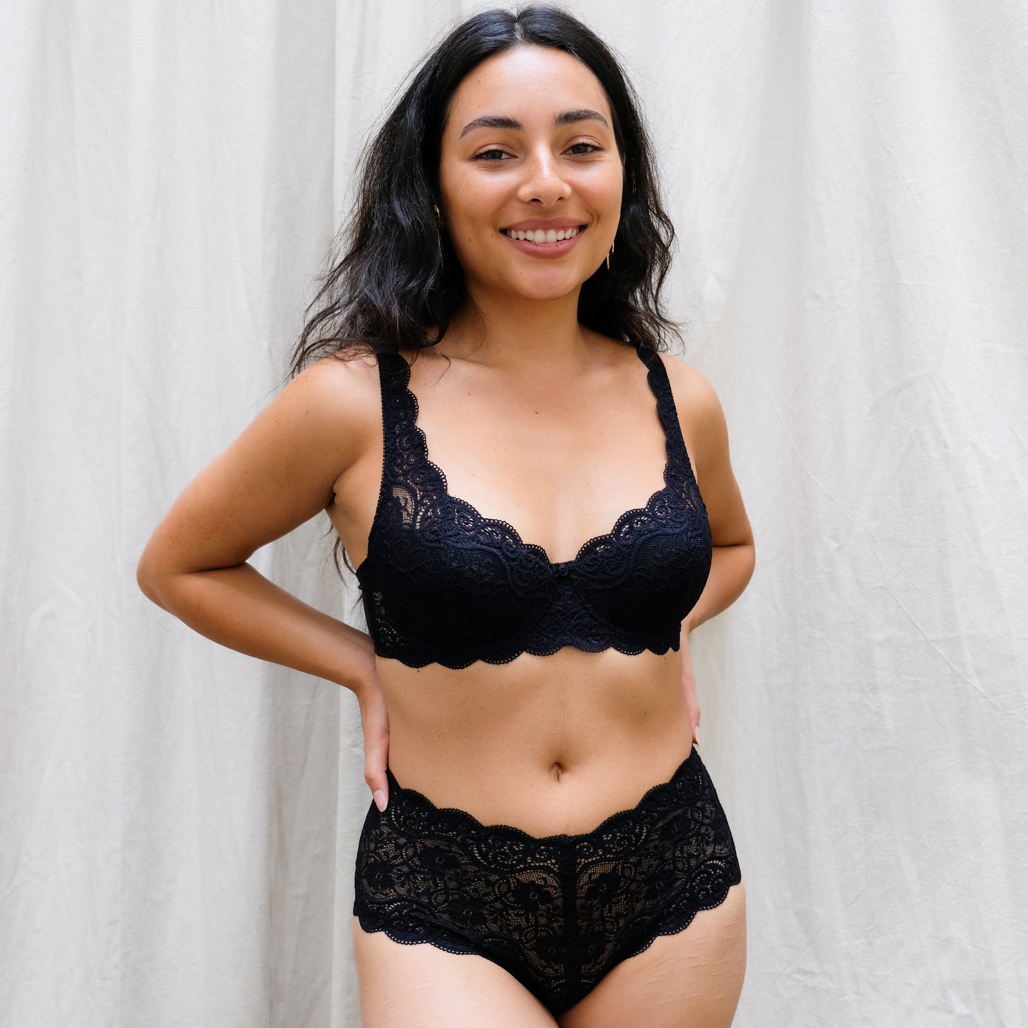 Scalloped lace high waist knicker [Black] Bottoms Triumph 