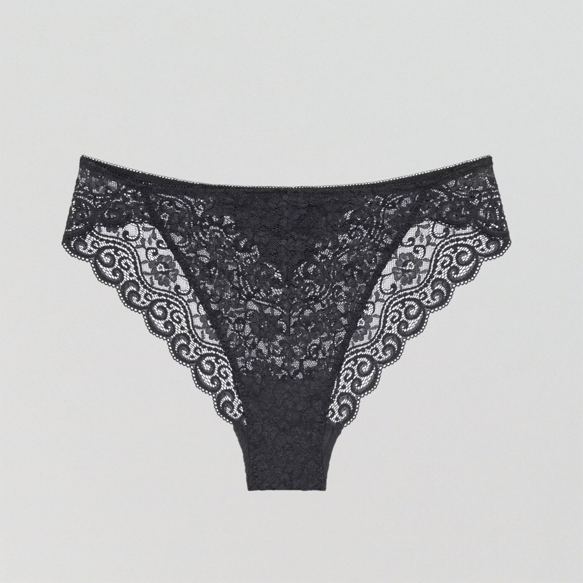 Scalloped lace high leg tanga knicker [Black] Bottoms Triumph 