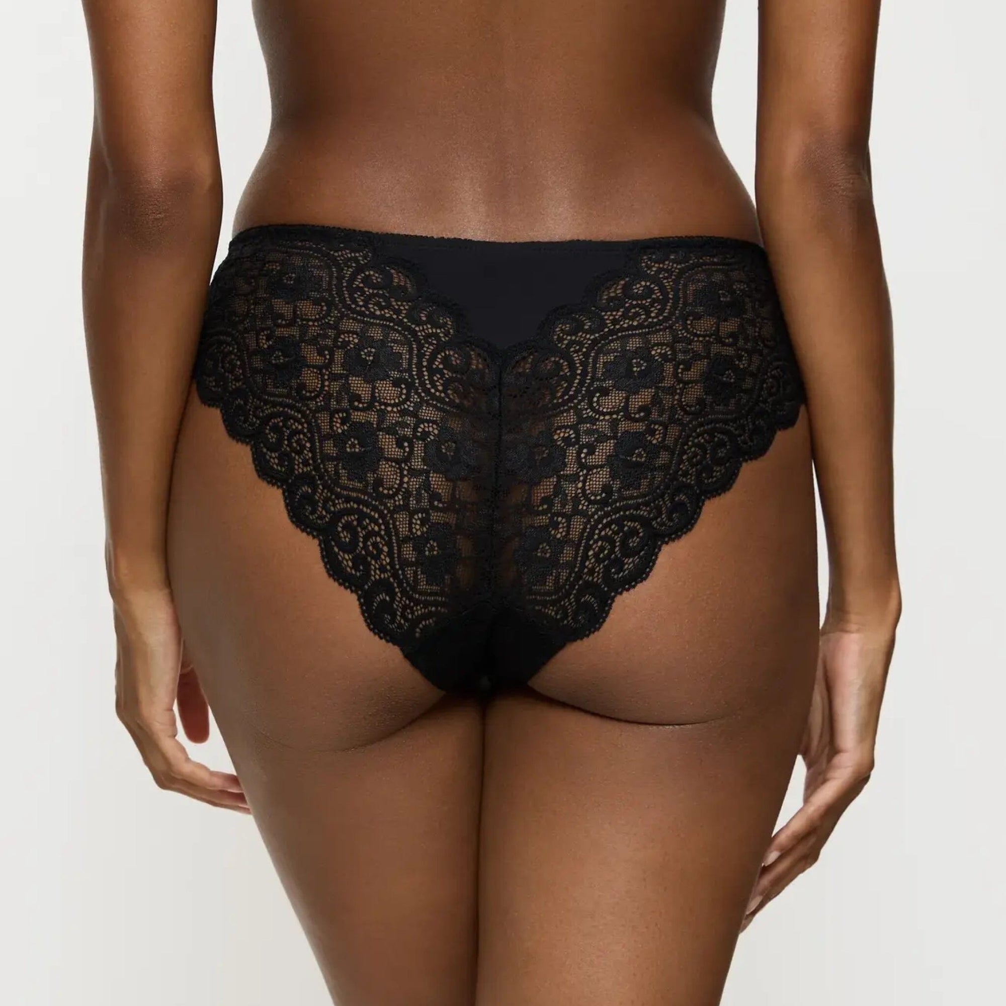 Scalloped lace high leg tanga knicker [Black] Bottoms Triumph 