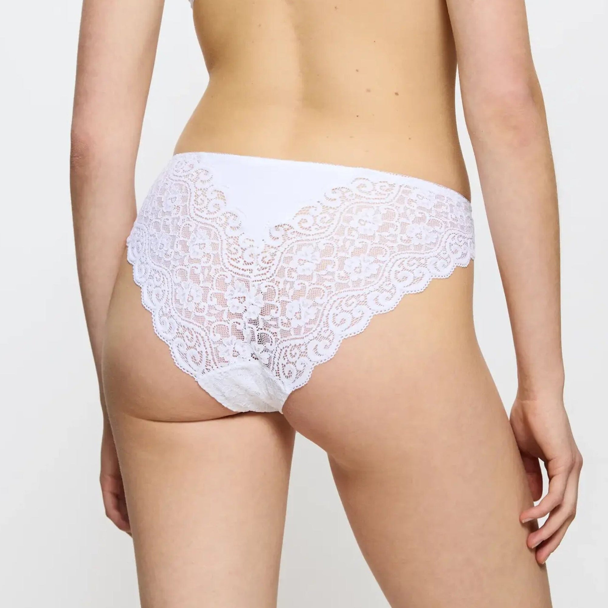Scalloped lace high leg tanga knicker [White] Bottoms Triumph 