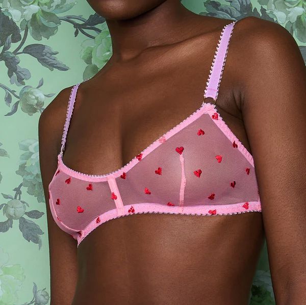 Scarlet heart & pink mesh mesh bralette Bras Dora Larsen 