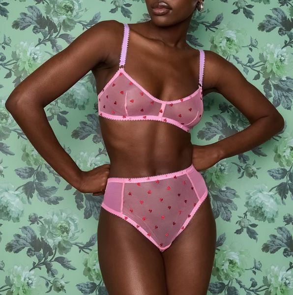 Scarlet heart & pink mesh mesh bralette Bras Dora Larsen 