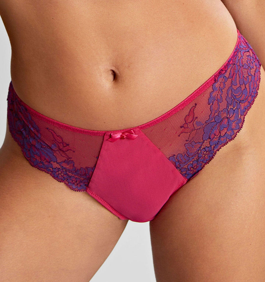 Lace seam-free thong [Fuchsia/Indigo] Bottoms Panache 