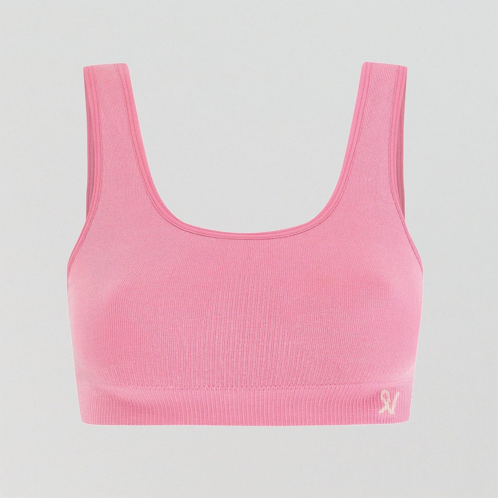 Seamless wire-free ribbed crop [Rosy Pink] Bras Nudea 