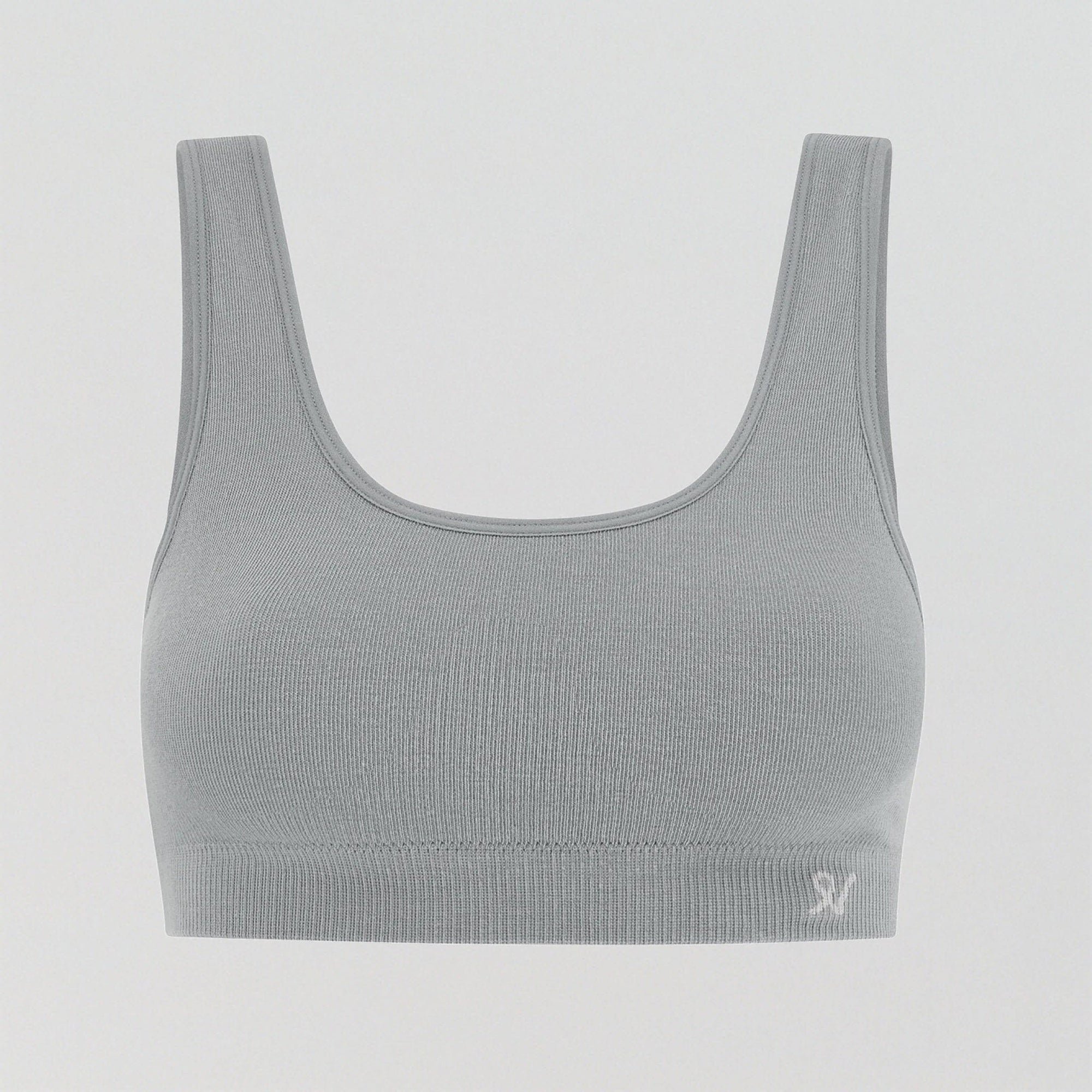 Seamless wire-free ribbed crop [Cloud Grey] Bras Nudea 