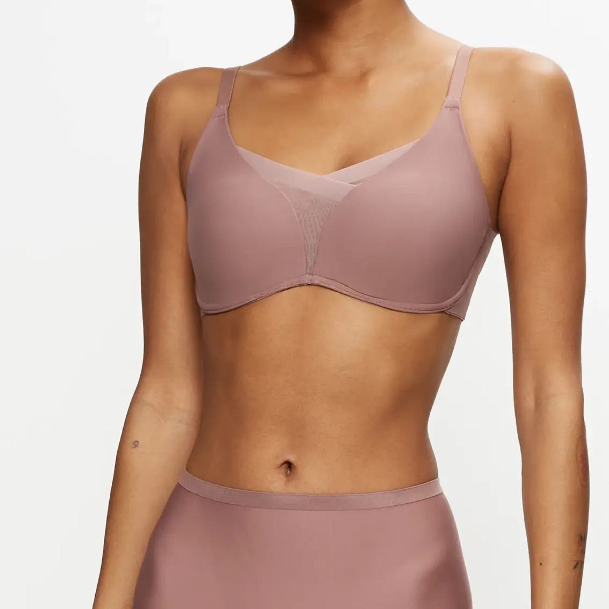 Seamless mesh overlay non-wired bra [Rose taupe] Bras Triumph 