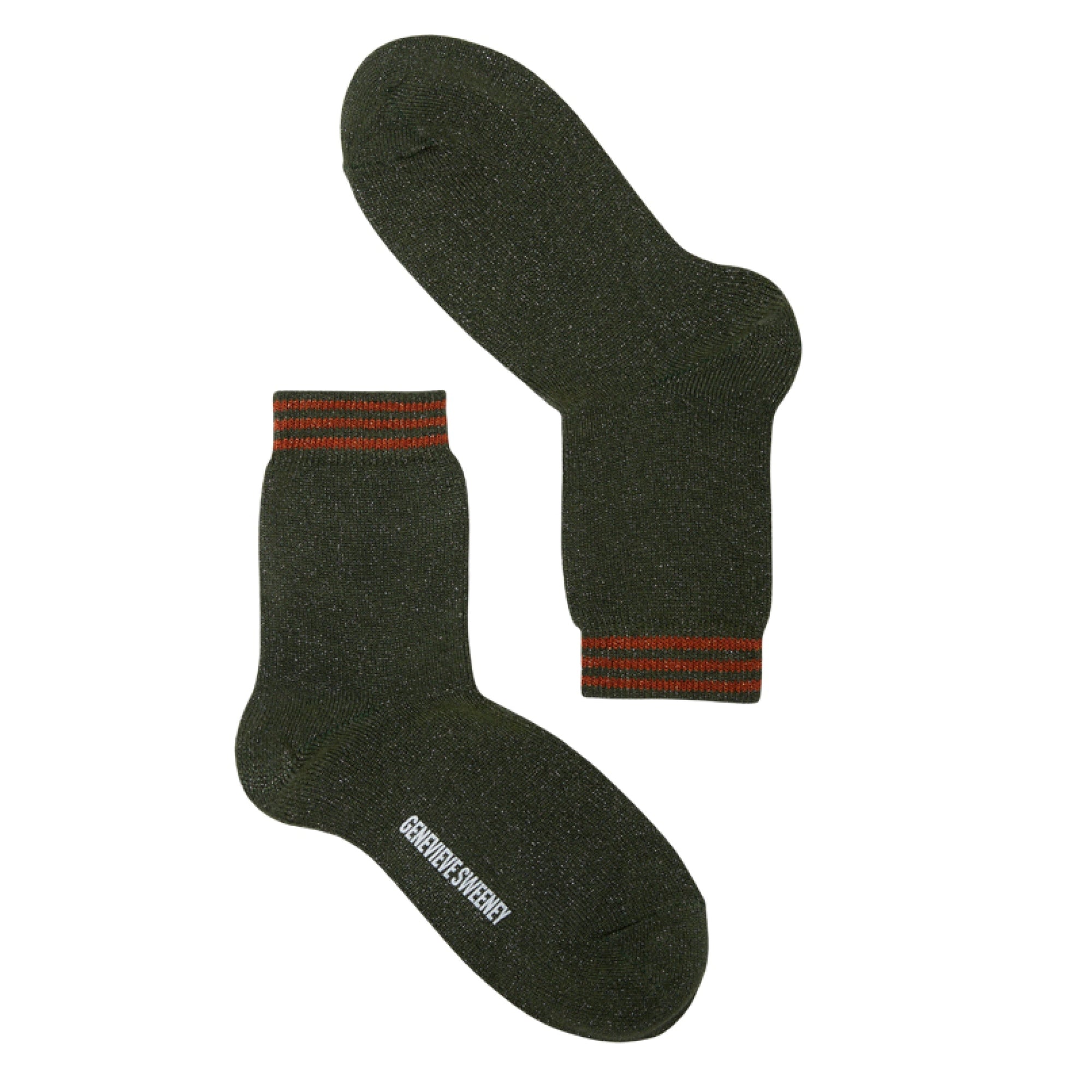 Lurex stripe ankle sock [Khaki & Copper] Accessories Genevieve Sweeney 