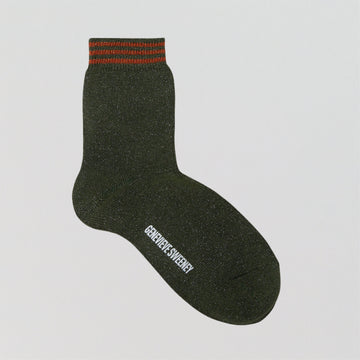 Lurex stripe ankle sock [Khaki & Copper] Accessories Genevieve Sweeney 