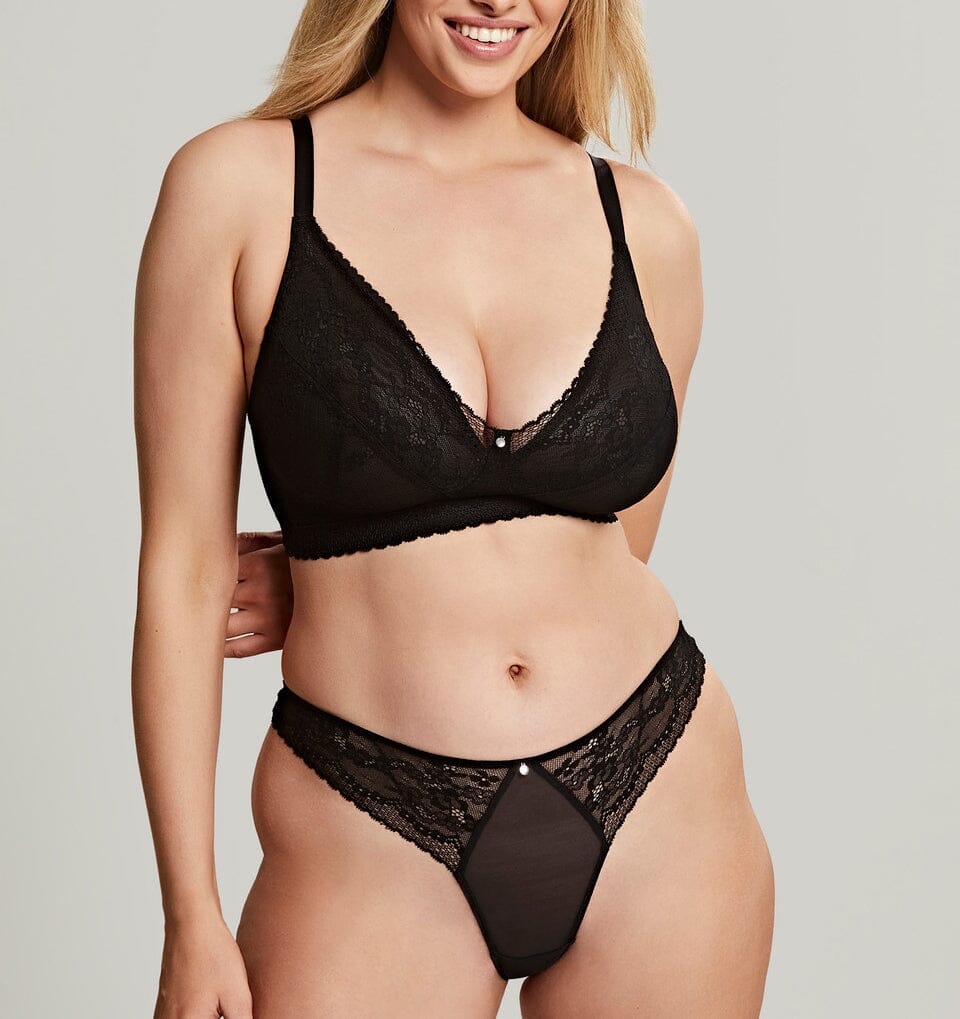 Floral lace tanga [Black] Bottoms Panache 