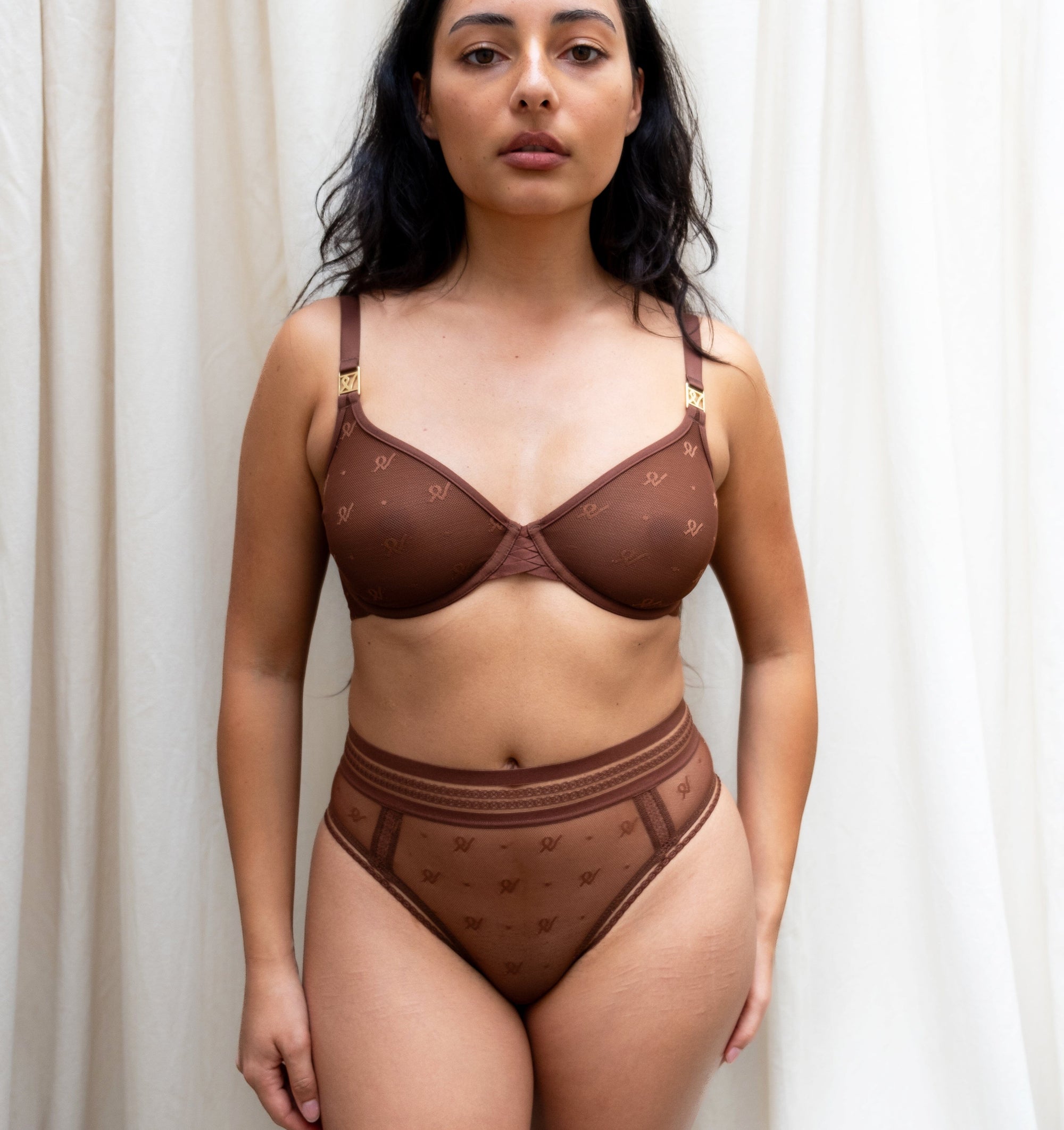 Abstract mesh plunge [Cacao] Bras Nudea 