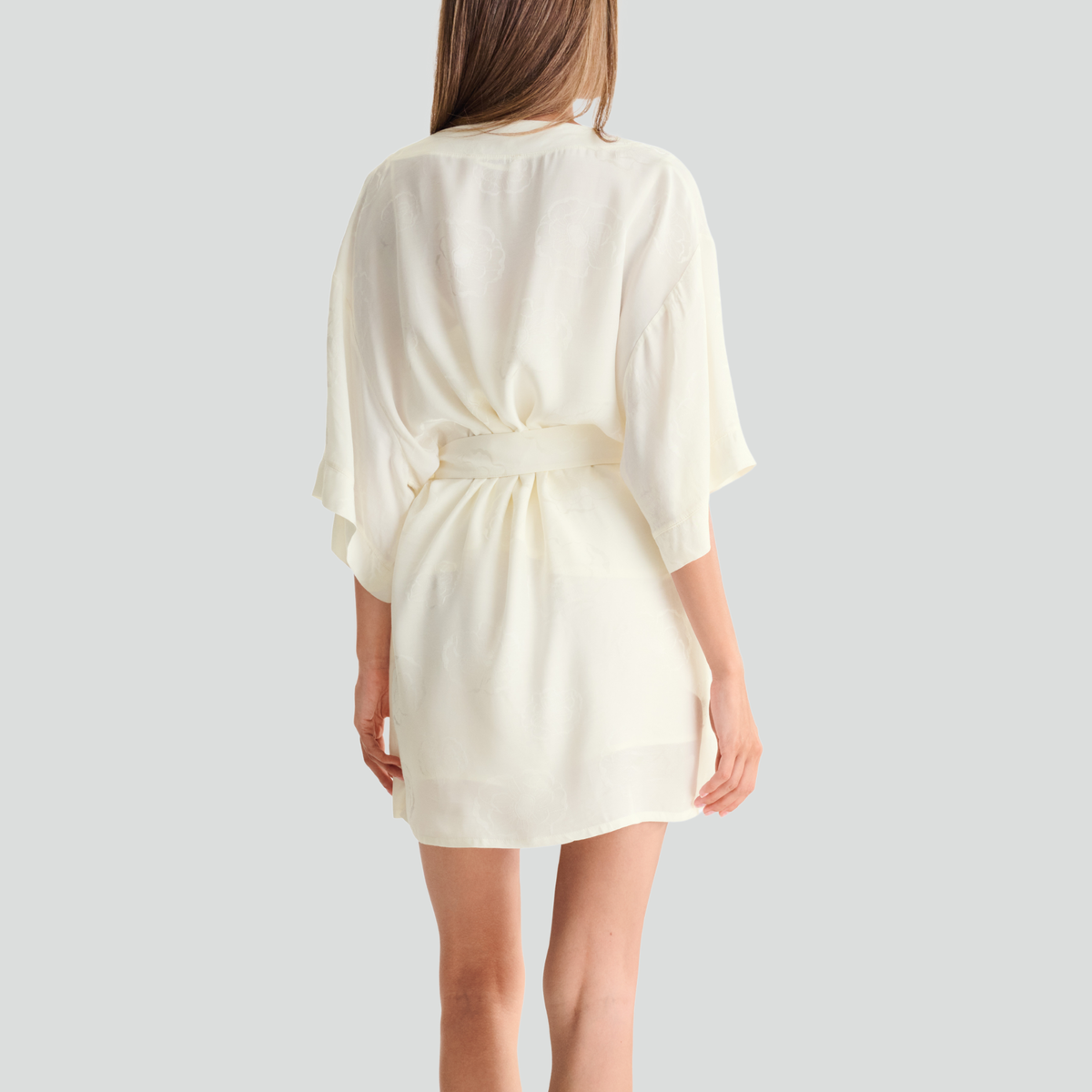 Short 3/4 sleeve robe [Ivory Poppy]