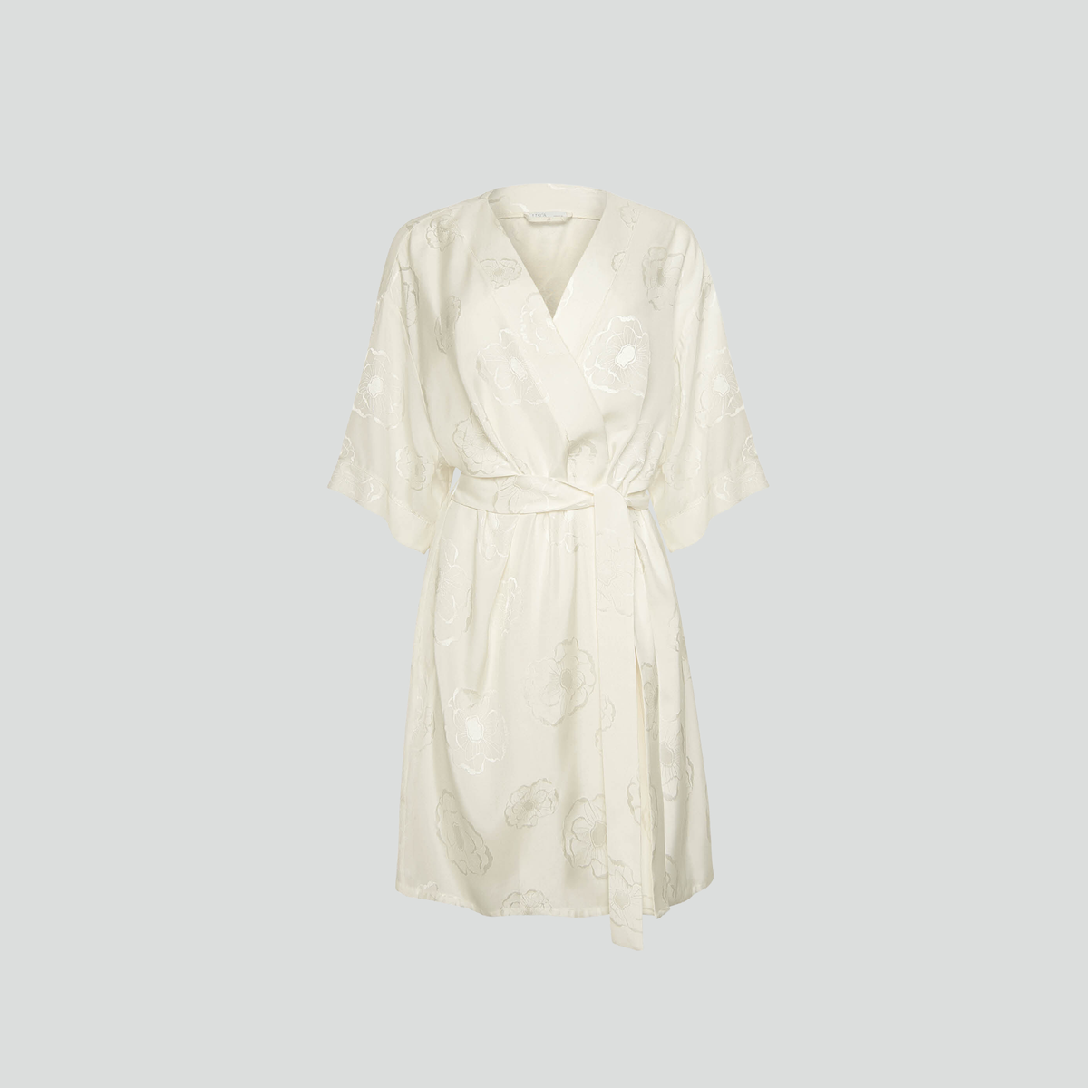 Short 3/4 sleeve robe [Ivory Poppy]