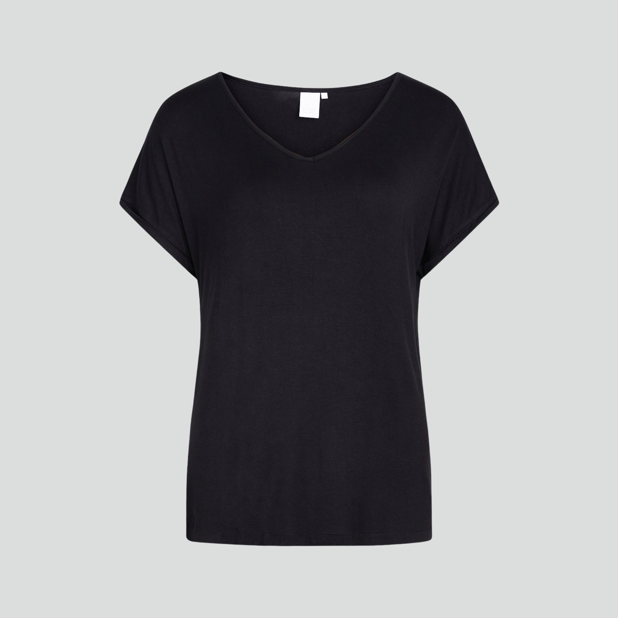 Short sleeve v-neck t-shirt [Black] Sleep CCDK 