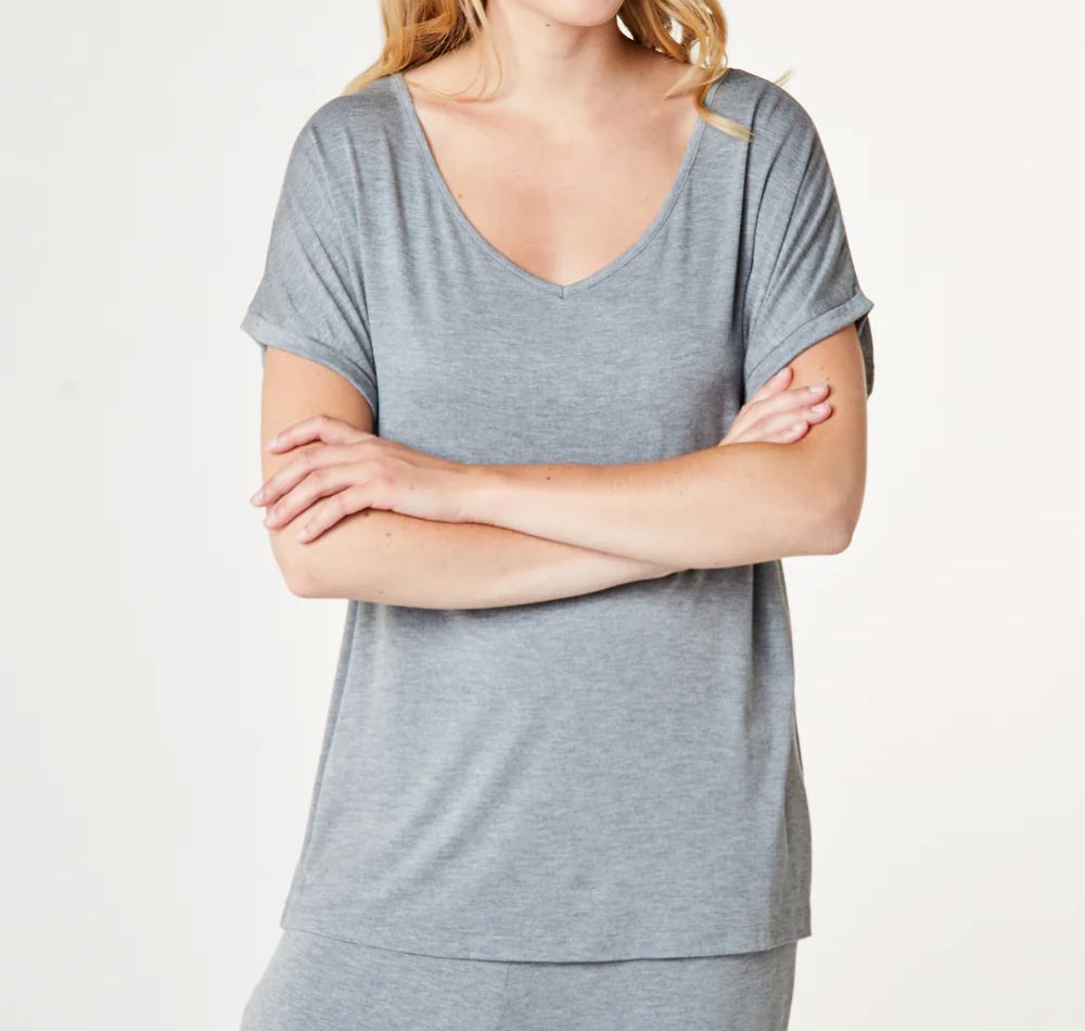 Short sleeve v-neck t-shirt [Grey Melange] Sleep CCDK 