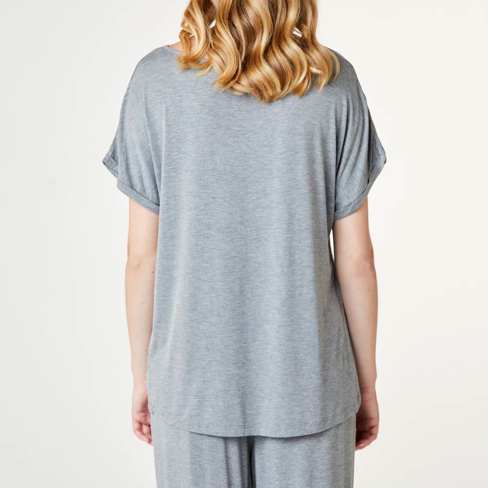 Short sleeve v-neck t-shirt [Grey Melange] Sleep CCDK 