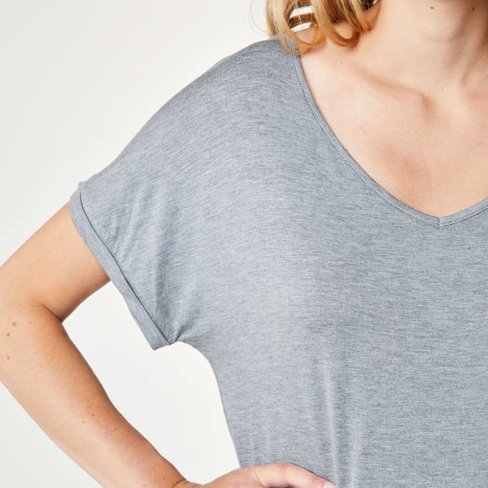 Short sleeve v-neck t-shirt [Grey Melange] Sleep CCDK 