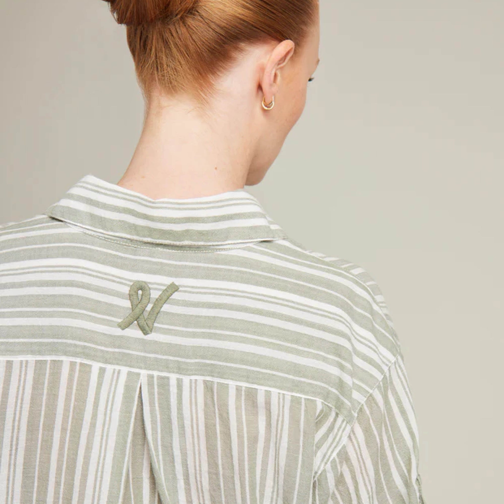 Short sleeve shirt & short set [Sage Stripe] Sleep Nudea 