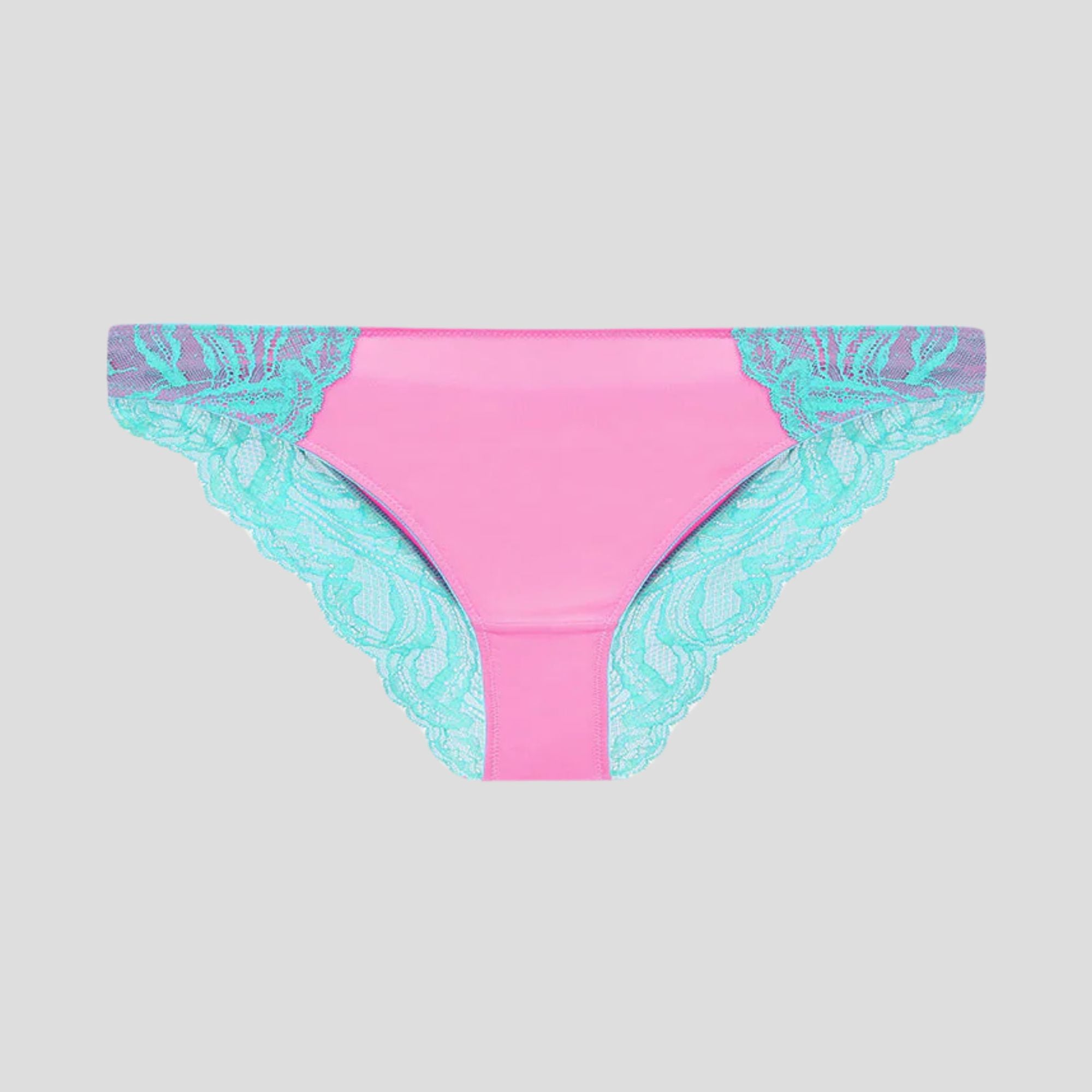 Soft teal & pink microfibre and lace knicker Bottoms Dora Larsen 