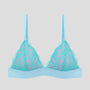 Soft teal & pink padded lace triangle bralette Bras Dora Larsen 
