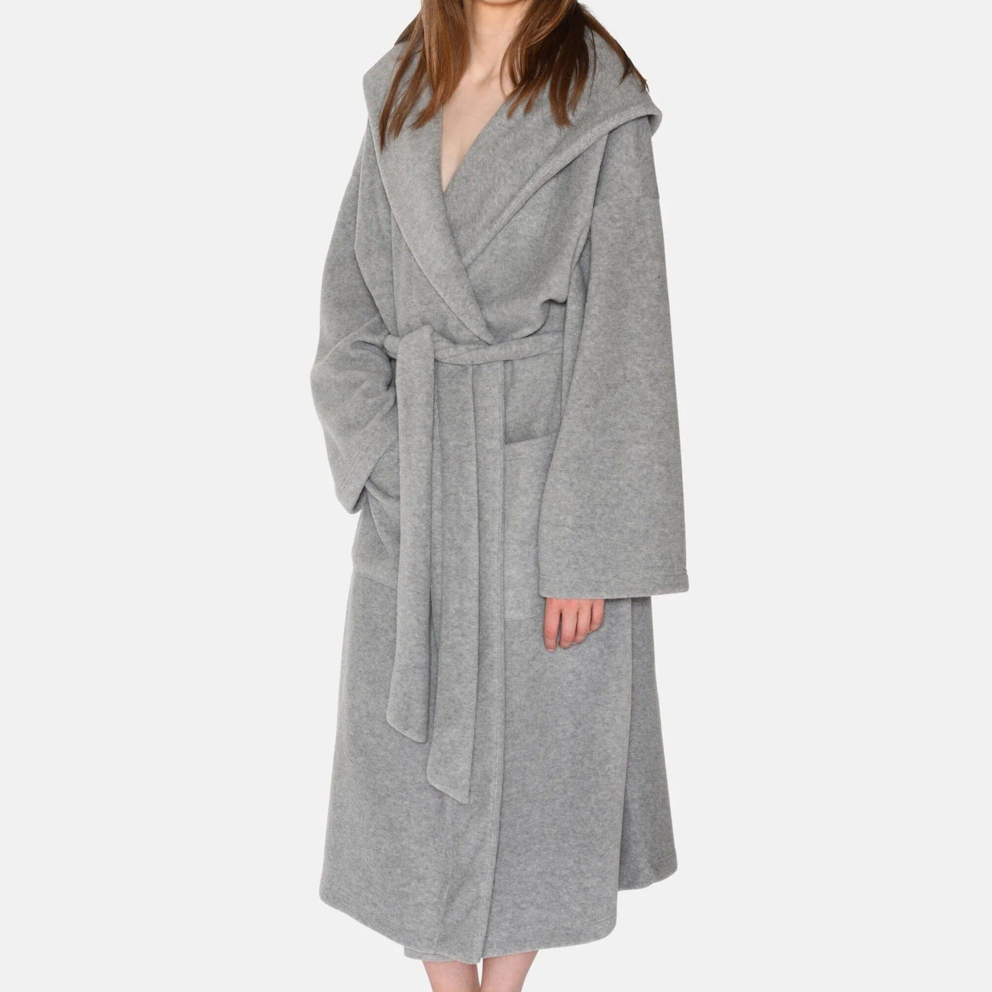 Soft fleece hooded robe [Light Grey Melange] Sleep CCDK 